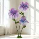 5.58 Ft Giant Artificial Flowers, Waterproof Non-Woven & Organza Large Standing Floral with Base, Oversized Whimsical Decor for Outdoor Wedding Backdrop, Shop Window Display(1, Purple-3)