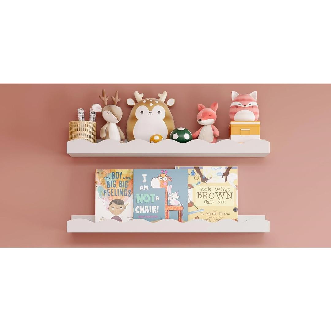 Floating Shelves for Wall Décor 24 Inch Long Set of 2 Nursery Book Shelves Bathroom Shelves Over Toilet Shelf for Books, Plants, Toys, Photo Frames, Picture Ledge-Pink