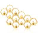 12 Pcs 5.5 Inch Honeycomb Cupcake Stand Cake Farmhouse Hexagon Display Holder Hexagonal Wood Cupcake Stand Floating Table Sign with Wooden Bee for Baby Shower Birthday Party Table Decorations