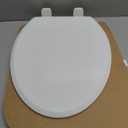 Mayfair Padded Toilet Seat, Cushioned Soft Vinyl over Wood Core Seat, Secure Hinges, Easy Clean, Made in USA, Elongated, White