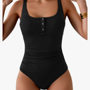 B2prity One Piece Swimsuit for Women Tummy Control Ruched Slimming Bathing Suit Button Full Coverage Swimwear, Size Small