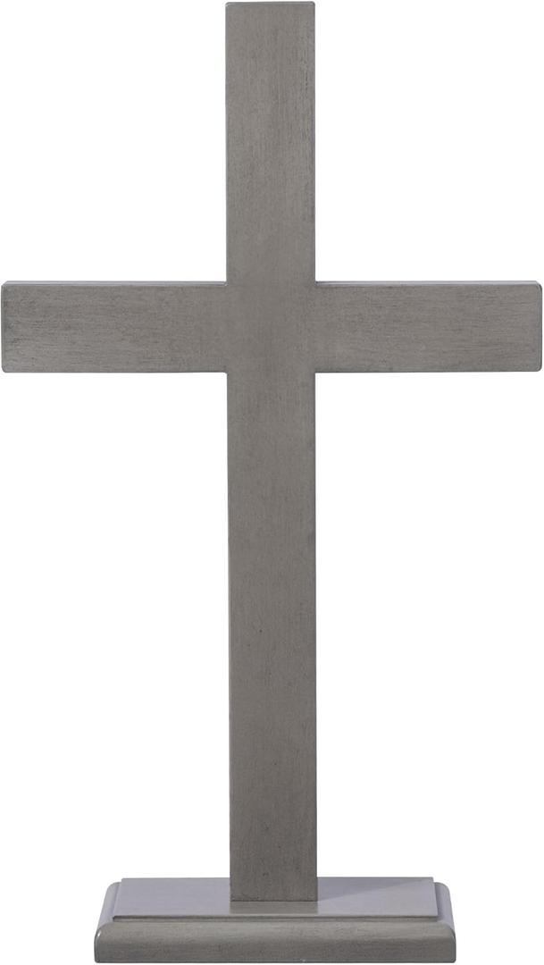 Texphw Handmade Wooden Wall Cross, Catholic Hanging Crosses for Wall Decor, Christians Spiritual Religious Cross Gifts for Christmas Church Home Room Decoration (Grey)