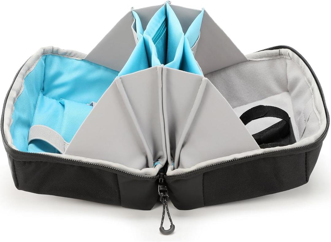 VanFn Electronics Travel Organizer Storage Bag, Travel Accessory Handle Bag, Gadgets Pouch, USB Cable, Travel Friendly Electronics Organizer P.Travel Series (Black Blue)