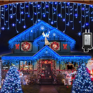1620 LED Christmas Outdoor Lights with 360 Drops, 164ft Hanging Curtain Lights with 8 Modes Timer & Memory, Waterproof Christmas Fairy Lighs for House Roof Holiday Wedding ChristmasDecor (Blue)