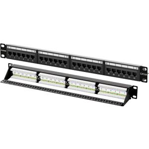 FGB 10Gbps Cat6A Patch Panel, 24-Port RJ45 Ethernet Patch Panel for 19" Rackmount or Wall Mount, 1U Network Panel for Gigabit Networks
