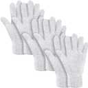 Patelai 3 Pairs Microfiber Plant Dusting Gloves Leaf Cleaning Gloves for Indoor Plants, Blinds, Furniture, House (White,Large)