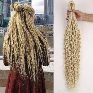 DE Dreadlock Extensions Blonde Synthetic Wavy Double Ended Dreads 10 Strands Handmade Crochet Dreads Soft Loc Extensions for Women Men 24 inches (613#)