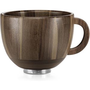 SpaceAid Wooden Bowl with Handle, Kitchen Space Aid Acacia Wood Mixing Bowls Holder for Stand Mixer, Compatible with 4.5 & 5 QT Tilt-Head Models Kitchen, Light Wood