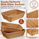 Eccliy 14 Pack Wicker Bread Baskets 15.8 Inch Woven Serving Basket for Gifts, Poly Wicker Storage Rectangle Rattan Display Trays for Bread Food Vegetables Fruit Snacks Tabletop Restaurant Home