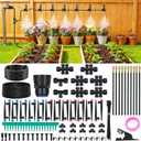 230FT Drip Irrigation Kit with Quick Connect PE Tubing, Automatic Garden Watering Sprinkler System, 2026 Upgraded Water-Saving Design with 3 Adjustable Misting Emitters, Greenhouse & Raised Bed