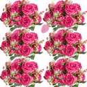 ASTRYAS 8Pcs Artificial Flowers Fake Peonies Silk Peony Bouquet Faux Flowers Bulk Arrangements for Decoration Vase Florals Arrangements Wedding Home Party Table Hot Pink