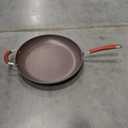 Rachael Ray 87631-T Cucina Hard Anodized Nonstick Skillet with Helper Handle, 14 Inch Frying Pan, Gray/Red