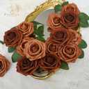 Artificial Flowers, 25pcs Artificial Rose for DIY Wedding Bouquets Centerpieces Arrangements, Shades of Terracotta Foam Roses with Stem for Bridal Shower Party Home Decorations