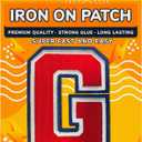 ron On Letters Patches Premium Quality - Cute Letter for Clothing - Varsity Patch for Clothes - Embroidered Letters 4 1/2 Patches for Jeans Jackets - Sew on Appliques Red G