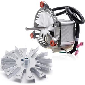 Criditpid Replacement 32108639 Combustion Blower Motor for Harman P68, P43, P61, P61A, Accentra 52i, Advance, P38 Pellet Stoves, With 320502221 Double Paddle Fan Blade.