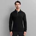 Men's Business Long and Short Sleeve Polo Shirts Mercerized Cotton Blend Casual Stylish Collared Shirts (Black, XL)