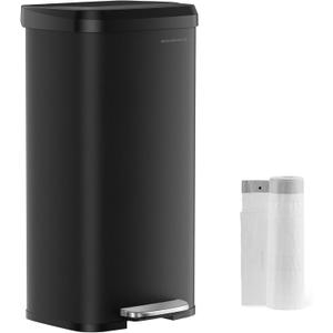 SONGMICS Kitchen Trash Can, 18-Gallon Stainless Steel Garbage Can, with Stay-Open Lid and Step-on Pedal, Soft Closure, Tall, Large and Space-Saving, Black ULTB520B68 SONGMICS Kitchen Trash Can, 18-Gallon Stainless Steel Garbage Can, with Stay-Open Lid and Step-on Pedal, Soft Closure, Tall, Large and Space-Saving, Black ULTB520B68