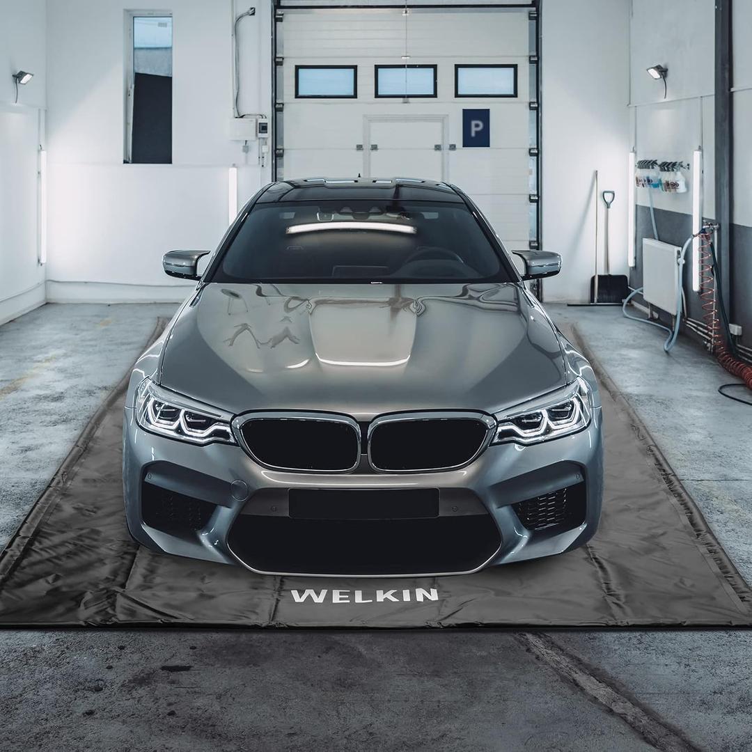 WELKIN Containment Mat,(8'6" x 20'),Non-Slip Garage Floor Mat - Heavy Duty Waterproof Protection from Snow, Rain and Mud for Cars