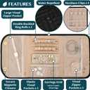 Pavilia Foldable Jewelry Organizer Roll Bag, Small Travel Pouch Wallet for Earrings, Rings, Necklaces, Bracelets (Quilt Black)