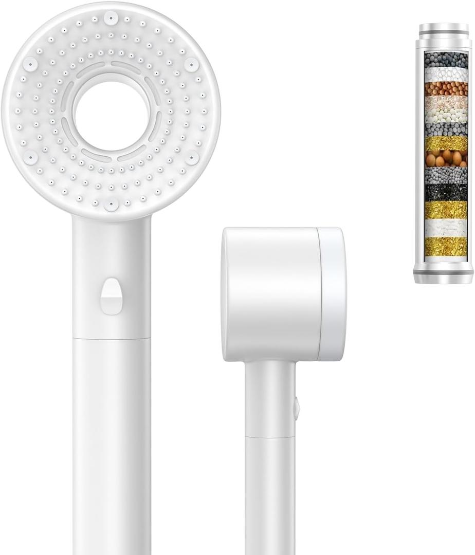 Filtered Shower Head with Handheld, high pressure shower heads High Pressure Water Flow and Multiple Spray Modes Shower Head with Filter (white)