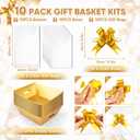 AFOROEOA 10PACK Gold Baskets For Gifts Empty, 10x12” Thick Gift Basket with 10 Bows 10 Bags Empty Gift Baskets for Christmas, Valentine’s Day, Easter, Birthdays, Valentine’s Day Wrapping Gift, Large