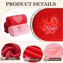 FuWeave 3 Pcs Valentine's Day Hand Towels Happy Valentine Day Pink Heart Embroidered Decorative Towels 13.4X 29.1 Inch 100% Cotton Absorbent Soft Decor Housewarming Gift