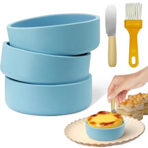 Silicone Air Fryer Egg Mold 3 Pack - Reusable Egg Cups for Air Fryer, Oven & Microwave, Silicone, Dishwasher Safe, Non-Stick Breakfast Accessories, Individual Microwave Egg Cooker (Blue)