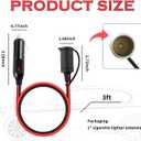 3Ft Cigarette Lighter Extension Cord,16 AWG 12V/24V Car Charger Extension for Car Refrigerators,Phones,Air Compressors,Water Resistant 12V Extension Cable Car Accessories (3Ft)