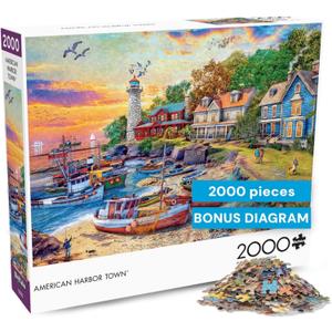 Buffalo Games - American Harbor Town by Dominic Davison 2000 Piece Jigsaw Puzzle for Adults - Challenging Puzzle Perfect for Game Nights - Finished Size is 38.5 x 26.5  Precision-Cut Pieces