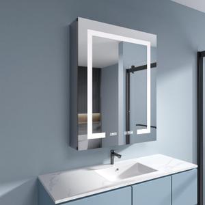 LED Medicine Cabinet 24x30 Anti-Fog Mirror Dimmable Recessed Mount