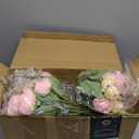 Crowye 16 Bundles Pink Fake Flowers Artificial Peonies Realistic Faux Flowers Wedding Bouquet Fake Silk Peony for Table Centerpieces Wedding Decoration Bridal Floral Arrangement(Dark Pink)