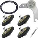 Upgraded Dryer Repair Kit Includes 134715900 Drum Support Roller(4pcs),137315300 Dryer Belt(1pc),134793500 Idler Pulley(1pc) & 131601000 Spring Idler (1pc) for Elec-trolux and Frig-ida-ire