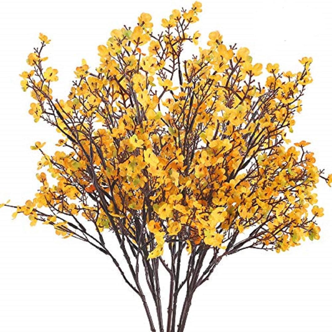 AILANDA 6 PCS Artificial Flowers Babys Breath Bouquet Real Touch Silk Floral Arrangement Orange Gypsophila Flowers for Christmas Home Wedding Table Centerpiece Fireplace Vase Filler