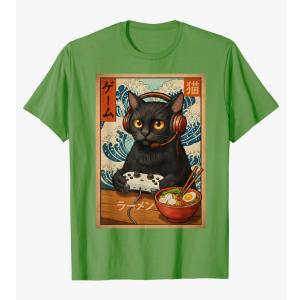 Kawaii Gamer Cat Funny Retro Japanese Cat Ramen Gaming T-Shirt, M