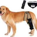 Dog Knee Brace Hind Leg - Orthopedic Brace for Dogs - Integrated Support Strap for Canine Cruciate Ligament, Luxating Patella, Dislocation Injury - Includes Bandana Collar - Camo & Brown (L)
