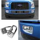 JeCar Front Fog Light Lamp Cover Bezel Trim Exterior Accessories for Ford F150 XLT 2015-2020 (Chrome)