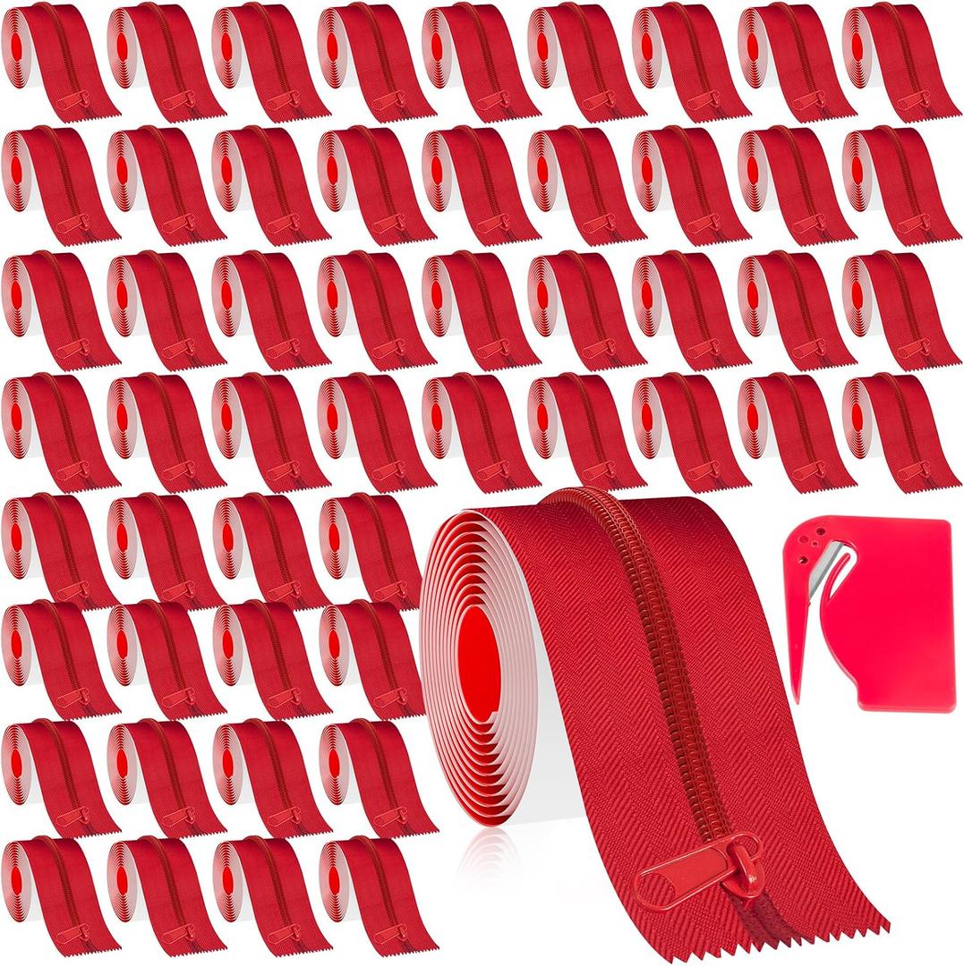 7ft x 3in Dust Barrier Zipper,48 Rolls Self-Adhesive Double Zipper