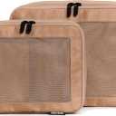 Aerotrunk Compression Packing Cubes for Travel - Luggage Organizer Bags - Double Zipper Packing Cubes for Suitcases (2-Pack, Mocha)