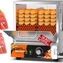 WantJoin Hot Dog Steamer Machine - 28.8QT Commercial Electric Hotdog Machine with Bun Warmer Tempered Glass Stainless Steel Steamer Machine for 95-105 Sausages and 30-40 Buns