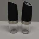 BELRIGO Battery Operated Salt And Pepper Grinder Set with LED Light, Automatic Electric Gravity Salt And Pepper Shakers Set, Each 6 AAA Batteries Needed, Adjustable Roughness, 2 Pack (Black)