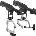 LBW Boat Fishing Rod Holder Clamp on Rod Holder 360 Degree Adjustable Dual-use Fishing Pole Holder for Boat Dock Pontoon Canoe 2 PCS