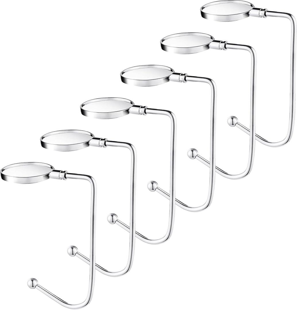 Christmas Stocking Holders for Mantle, Non-Slip Safety Fireplace Mantel Stocking Hooks with Separate Adhesive Strips, Silicone Pad Grip Hanger for Xmas Party Decoration (Silver,6)