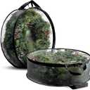 ZOBER 2 Pack Christmas Wreath Storage Container 24 Inch - Wreath Bag for Artificial Wreaths Box - Dual Zippered Wreaths Storage Bag with Durable Stitch Reinforced Handles - Black