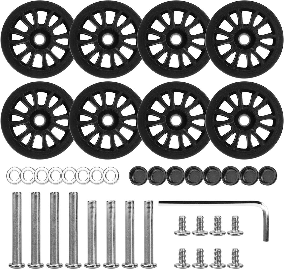 Zoofen 8 Pcs Luggage Replacement Wheels 50 x 11mm Double Luggage Wheels Rubber Suitcase Replacement Casters(Black)
