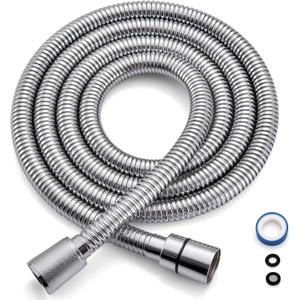 G-Promise 70 Inch Stainless Steel Long Shower Hose, Flexible and Tangle-Free, for Shower and Pet Shower, Clean Bathroom Corners(Chrome)