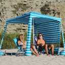 AMMSUN Beach Cabana, 6.5'x6.5' Beach Canopy, Easy Set up and Take Down, Cabana Tent with Sand Pockets, Instant Sun Shade with Side Wall, Turquoise