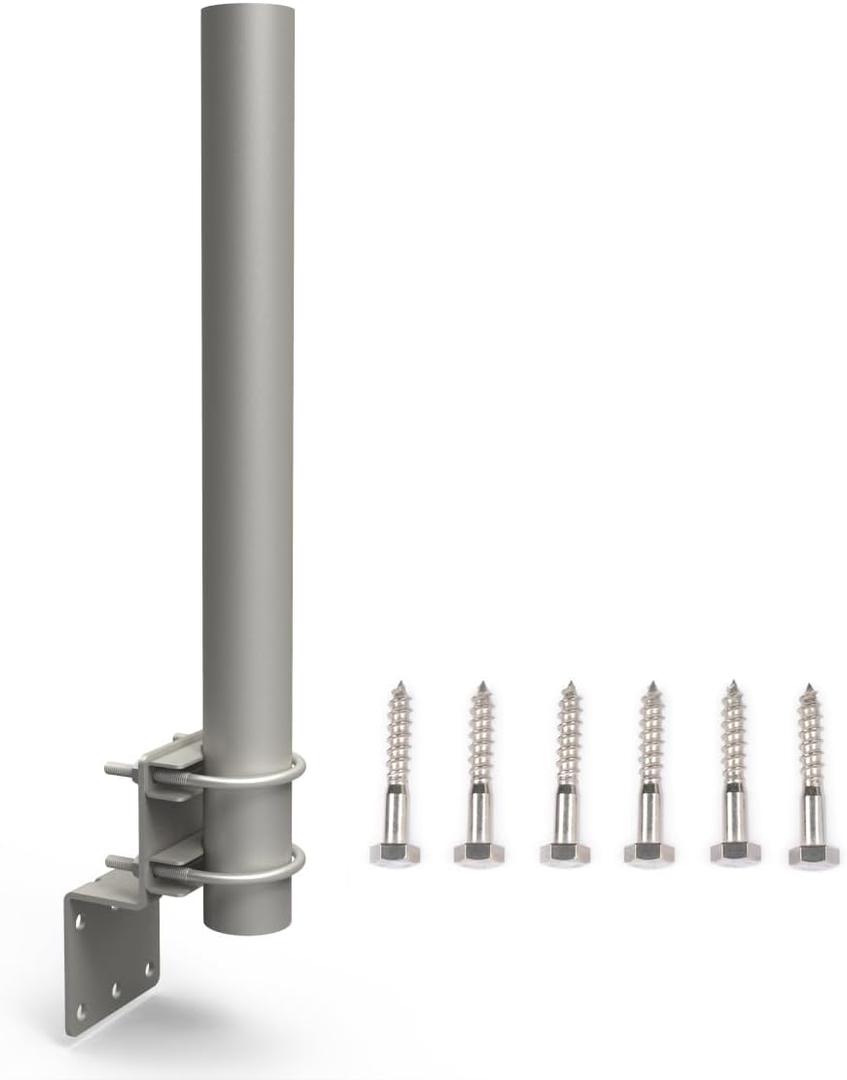 Technical Pole Mount Accessory for Outdoor Antennas (Signal Booster, Yagi, Expansion Kit) & Weather Station Stronger Structure with Double U-Bolts (Pole OD 1 1/4", 15 3/4" Length)