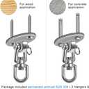 SELEWARE Ceiling Swing Mount Stainless Steel Swing Hangers Free Swivel Swing Hooks for Yoga Swing Indoor Outdoor Swing Set Porch Swing Chair Punching Heavy Bag 2000 lbs Capacity Each 2 Pack