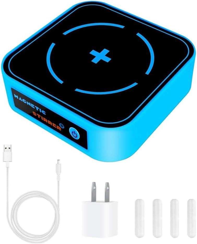 Mini Magnetic Stirrer,3000RPM Magnetic Stir Plate, Mixer Lab Stirrers,2000ml,Brushless DC Motor and 5 Gears Speed US Plug, Blue