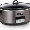 Crock-Pot Large 8-Quart Programmable Slow Cooker with Auto Warm Setting Black Stainless Steel